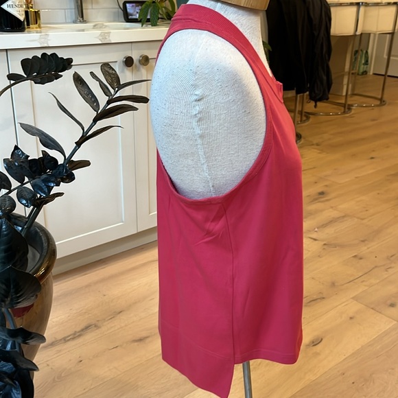 EUC Adidas Stella McCartney collab salmon pink with orange spellout bar t-shirt - Picture 3 of 7